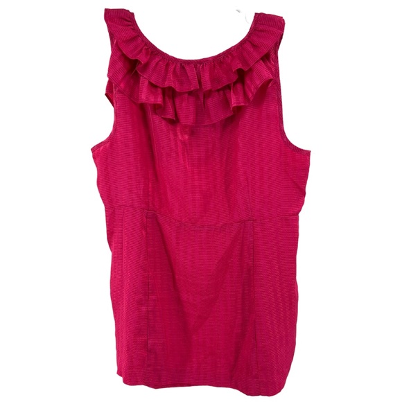 Lane Bryant ruffle tank hot pink 20 plus casual business workwear layering - Picture 2 of 7